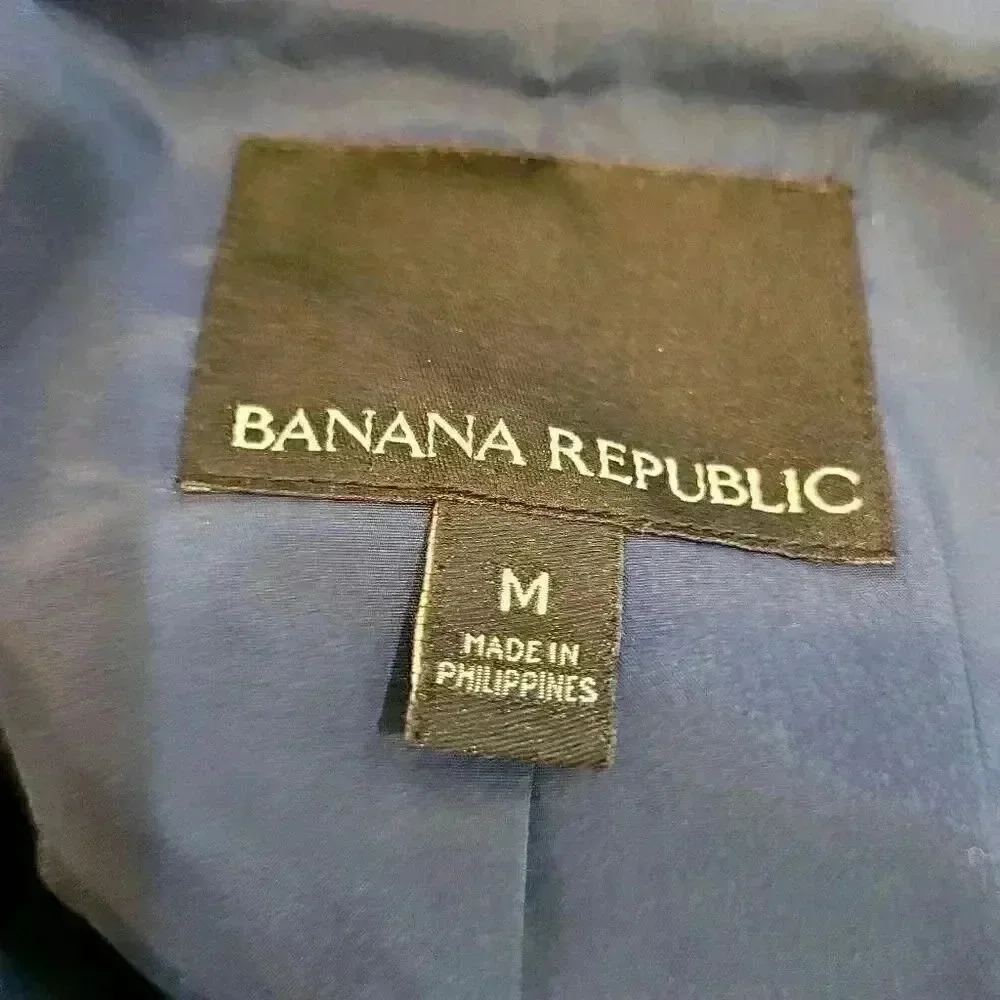 Banana Republic Men's Navy Poly Satin Lined Bomber Jacket